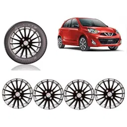 Auto Pearl 4 Pcs 14 inch ABS Black Car Wheel Cover Set for Nissan Micra2015-picture-0