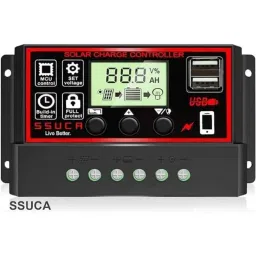 SSUCA 12/24V 40A Intelligent Battery Regulator Solar Charge Controller for Solar Panel with LCD Display &a; USB Port (Pack of 3) image 2