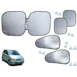 Auto Pearl 5 Pcs Polyester Black &a; Silver Window &a; Front Sun Shade Set for Hyundai Santro 1998-2006-picture-15