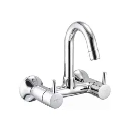 Cera Fountain Metal Quarter Turn Sink Mixer with Swivel Spout Connecting Legs &a; Wall Flange, F2013501-45