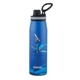 Borosil Gosport Cricket 900ml Stainless Steel Blue Vacuum Insulated Flask Water Bottle, BT0900BE121-picture-1