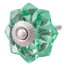 Atom 1.25 Inch Green Crystal Glass Melon Marigold Flower Cabinet Door knob-image-81