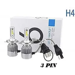 Meenu Arts C6 H4 LED Headlight Bulbs All in One Compact Design 36W/3800LM LED Headlight Conversion Kit -Pack of 2 for Extremely Bright White Light Universal for All Bikes T-45-23