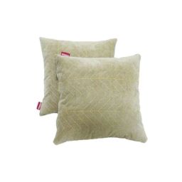 Elegant Comfy 29x29x13cm Beige Line Design Cushion Pillow, CU09 (Pack of 2)-42