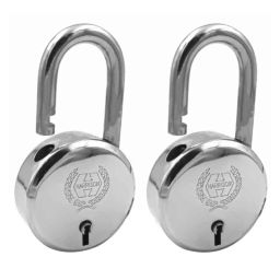 Harrison 60mm 6 Lever Mild Steel Bright Chrome Polished Finish Round Padlock with 2 Keys, J-6-0264 (Pack of 2)-picture-5