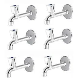 Spazio Smartbuy Stainless Steel Chrome Finish Trio Collection Long Body Bib Cock with Wall Flange (Pack of 6)-picture-46
