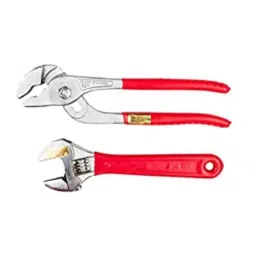 Globus 346 10 inch Water Pump Plier &a; 8 inch Chrome Finish Adjustable Steel Wrench with Soft PVC Grip Combo, GL-WPP10-AWCD8-40