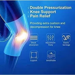 Kudize 2 Pcs Fabric Open Patella Hinged Blue Knee Brace Set for Men &a; Women, Size: L image 4
