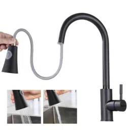 Ruhe Kara Stainless Steel 304 Black Matt Finish Pull-out Dual Flow Single Lever Sink Mixer, 11-1532-BL-image-16