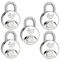 Link 78mm Stainless Steel Hardened Shackle Round Padlock with 3 Silver Keys &a; Free Key Hanger, HT-R78-SS (Pack of 5)-picture-32
