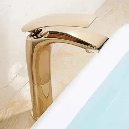 Aquieen Luxury Series Brass Gold Extended Body Hot &a; Cold Mixer Basin Tap-44