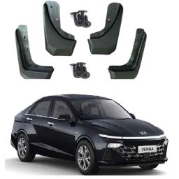 SureStrive 4 Pcs PVC Cup Type Front &a; Rear Mud Flap Set for Hyundai Verna 2023 Onwards Model-13