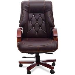 KDF Mart Upholstery Fabric Brown Medium Back Adjustable Executive Swivel Chair with Back Support, MIS101-10