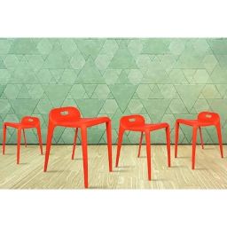 Rose Mars 4 Pcs Plastic Red Chair Set without Arm for Cafe, Dining, Restaurant &a; Banquet-15