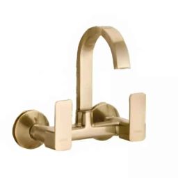Cera Ruby Metal Quarter Turn Dual Lever Wall Mount Sink Mixer, F1005501BA-picture-4