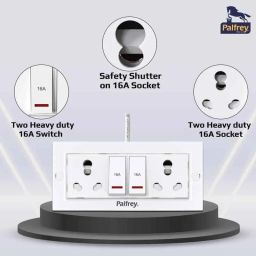 Palfrey 16A 2 Socket White Polycarbonate Electric Extension Board with 2 LED Indicator Switch &a; 2m Wire, 16162 IND image 2