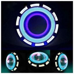 AllExtreme White &a; Blue High Intensity Dual Ring COB LED Inside Double Angel Eye Ring Lens Projector Headlight-picture-19