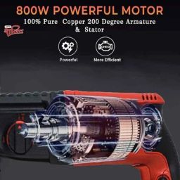 HPD Shakti 800W 13mm Red Rotary Hammer with Three Modes, HPD-26 image 3