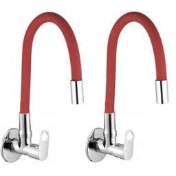 Zesta Brass Chrome Finish Sink Cock with Silicon Red Flexible Spout (Pack of 2)-picture-21