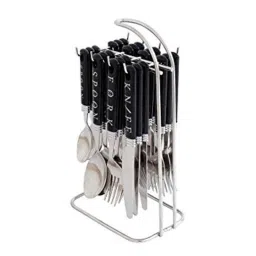Elegante 24 Pcs Zodiac Black Stainless Steel &a; Plastic Cutlery Set, SL-104C (Pack of 3)-12