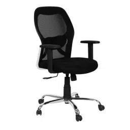 Woodberg Gravity Black Medium Back Breathable Mesh Fabric Revolving Office Chair, WBM112BL-47
