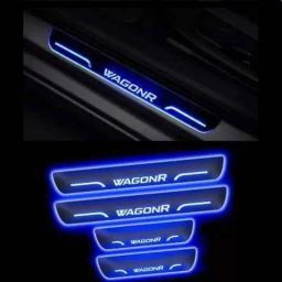 SureStrive 4 Pcs Acrylic Car Side Footstep Set with Blue LED Door Sill Scuff Plate for Maruti Suzuki WagonR Stingray All Model-image-2