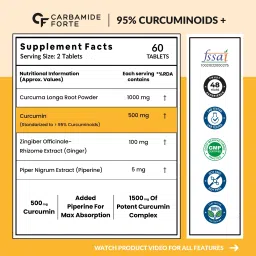 carbamide forte Curcumin Tablets with Piperine for Immunity Boosters for Adults image 2