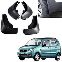 Auto Pearl 4 Pcs ABS Black Front &a; Rear Cup Type Mud Flaps Car Splash Guard Set for Maruti Suzuki WagonR T1-22