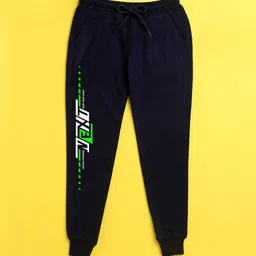 NUSYL Kids Navy Blue Typography Printed Jogger-image-92