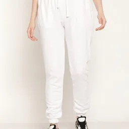 Rute Women White Solid Cotton Jogger-image-7