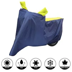 AllExtreme M-7016 Universal Full Bike Body Cover Water Resistant Dustproof Rustproof Two Wheeler Body Cover For Indoor Outdoor Protection (Navy Blue &a; Yellow, Medium)-image-6