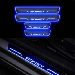 SureStrive 4 Pcs Acrylic Car Side Footstep Set with Blue LED Door Sill Scuff Plate for Kia Sonet All Model-image-8