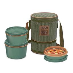 Milton Flexi 3 Pcs Stainless Steel Green Microwave Safe Insulated Lunch Box Set, CSOFFST009GREN0032-picture-38