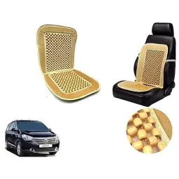 Auto Pearl PU, Velvet &a; Wooden Beads Beige Rectangular Seat Cushion for Renault Lodgy-picture-20