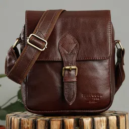 Teakwood Leathers Men Textured Messenger Bag-image-50