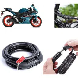 Auto Pearl PVC &a; Plastic Black Combination Cable Lock for YZF R3 BS6-40