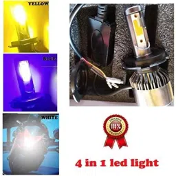 AOW Multi Color LED Anti-Flicker (36W/3800LM) Headlight Bulb with Ultra Bright White Light Universal for All Bikes (12V - 36W) t-25-24
