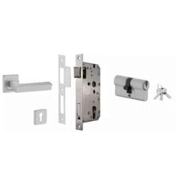 Dorset ML Series Nero 70mm Stainless Steel Silver Chrome Finish Door Handle Lock Set with Both Side Key Cylinder (Pack of 2)-picture-27