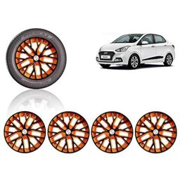 Auto Pearl 4 Pcs 14 inch ABS Black &a; Orange Press Type Fitting Car Wheel Cover Set for Hyundai Xcent 2017-image-31