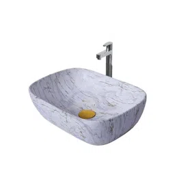 Osam 410x335x150mm Ceramic White Grey &a; Golden Glossy Bathroom Wash Basin, OS-114-picture-36