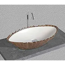 Uken (Antina-202) Imported Luxury European Style Designing Bathroom Sink/Wash Basin/Table Top (Antina-202) Brown,White-image-88