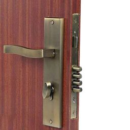 Handle Waala Viva 10 inch 60mm Stainless Steel Antique Brass Finish Cylindrical Plate One Side Key Mortise Door Lock Set-image-26