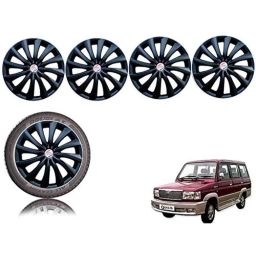 Auto Pearl 4 Pcs 14 inch Black ABS Hubcap Wheel Cover Set with Retention Ring for Toyta Qualis-image-86