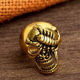 Dare by Voylla Men Gold-Plated Screaming Skull-Design Finger Ring-image-11