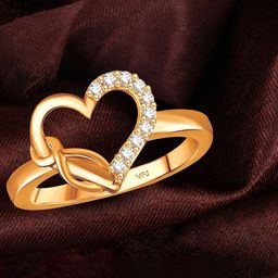 Vighnaharta Gold-Plated CZ-Studded Heart Love Finger Ring-image-45