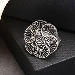 NVR Silver-Plated German Silver Floral Shape Adjustable Finger Ring-picture-36