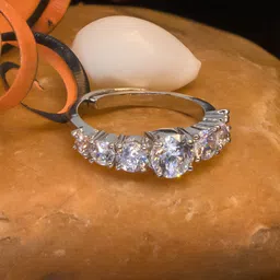 Manikya Rhodium-Plated CZ-Studded Adjustable Finger Ring-image-29