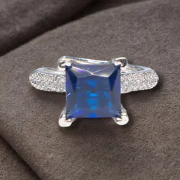 Manikya Rhodium-Plated CZ-Studded Adjustable Finger Ring-image-13