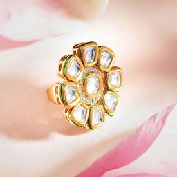 Priyaasi Gold-Plated Kundan Studded Adjustable Finger Ring-9