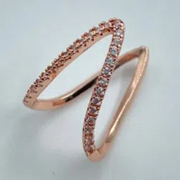 ISHKAARA Rose Gold Plated Stainless Steel American Diamond Stone Studded Finger Ring-99